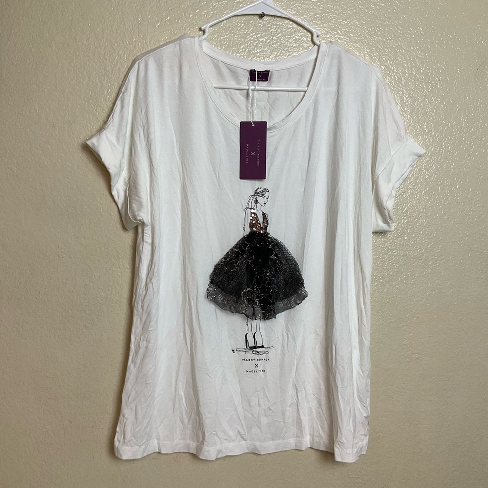 TALBOT RUNHOF x MADELEINE 3D stylish design shirt with boat neckline Size XL